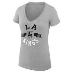 NHL Los Angeles Kings G-III 4Her by Carl Banks Women's Super-Slim Fit Lightweight City Graphic V-Neck T-Shirt - Heather Gray