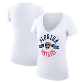 NHL Florida Panthers G-III 4Her by Carl Banks Women's Super-Slim Fit Lightweight City Graphic V-Neck T-Shirt - White