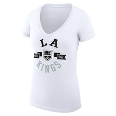 NHL Los Angeles Kings G-III 4Her by Carl Banks Women's Super-Slim Fit Lightweight City Graphic V-Neck T-Shirt - White