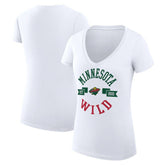 NHL Minnesota Wild G-III 4Her by Carl Banks Women's Super-Slim Fit Lightweight City Graphic V-Neck T-Shirt - White