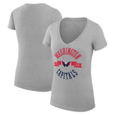 NHL Washington Capitals G-III 4Her by Carl Banks Women's Super-Slim Fit Lightweight City Graphic V-Neck T-Shirt - Heather Gray