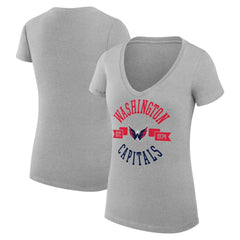 NHL Washington Capitals G-III 4Her by Carl Banks Women's Super-Slim Fit Lightweight City Graphic V-Neck T-Shirt - Heather Gray