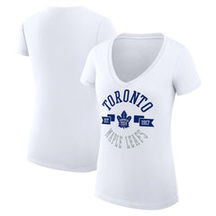 NHL Toronto Maple Leafs G-III 4Her by Carl Banks Women's Super-Slim Fit Lightweight City Graphic V-Neck T-Shirt - White