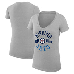 NHL Winnipeg Jets G-III 4Her by Carl Banks Women's Super-Slim Fit Lightweight City Graphic V-Neck T-Shirt - Heather Gray