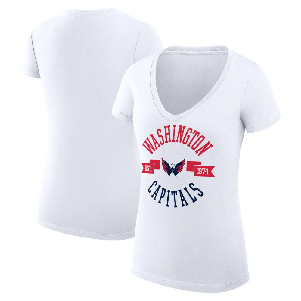 NHL Washington Capitals G-III 4Her by Carl Banks Women's Super-Slim Fit Lightweight City Graphic V-Neck T-Shirt - White