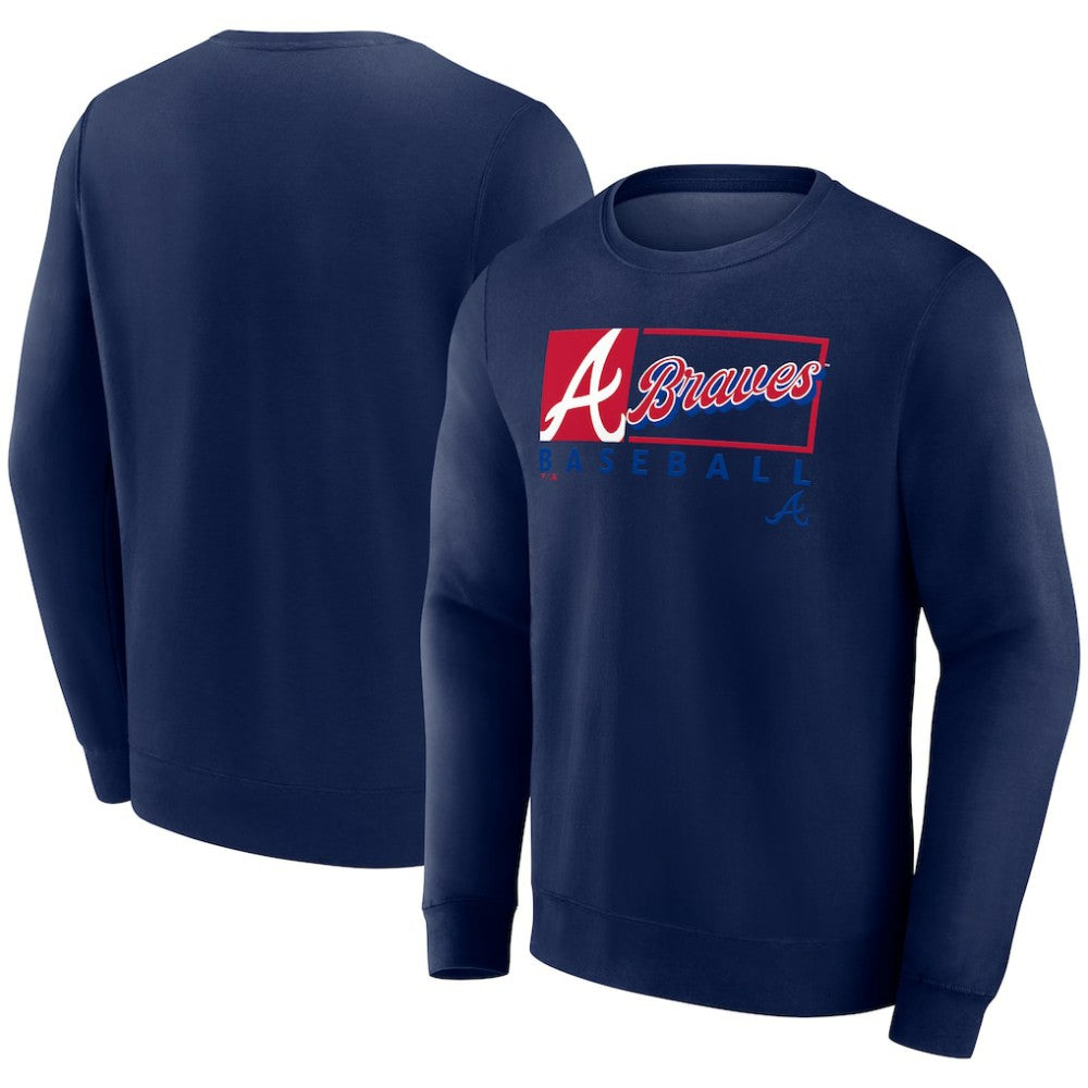 Atlanta Braves Fanatics Focus Fleece Pullover Sweatshirt - Navy Pullover