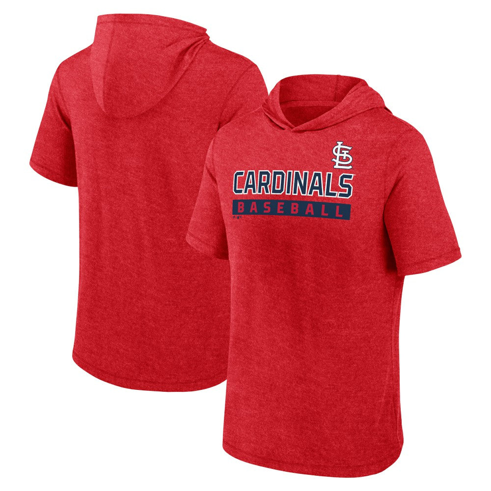 St. Louis Cardinals Fanatics Push Short Sleeve Pullover Hoodie - Heather Red Hoodies