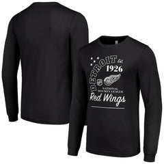 NHL Detroit Red Wings Starter Arch City Theme Graphic Long Sleeve T-Shirt - Black