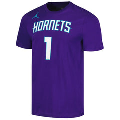 LaMelo Ball Charlotte Hornets Jordan Brand 2022/23 Statement Edition Name & Number T-Shirt Purple