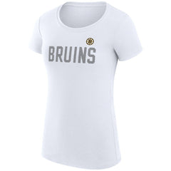 NHL Boston Bruins G-III 4Her by Carl Banks Women's Super-Slim Fit Lightweight Dot Print Team T-Shirt - White