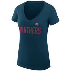 NHL Florida Panthers G-III 4Her by Carl Banks Women's Super-Slim Fit Lightweight Dot Print Team V-Neck T-Shirt - Navy