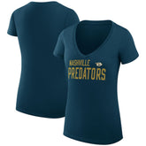 NHL Nashville Predators G-III 4Her by Carl Banks Women's Super-Slim Fit Lightweight Dot Print Team V-Neck T-Shirt - Navy
