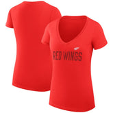 NHL Detroit Red Wings G-III 4Her by Carl Banks Women's Super-Slim Fit Lightweight Dot Print Team V-Neck T-Shirt - Red