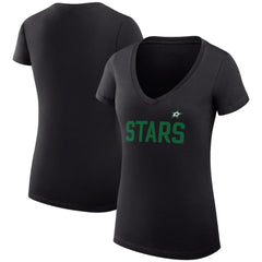 NHL Dallas Stars G-III 4Her by Carl Banks Women's Super-Slim Fit Lightweight Dot Print Team V-Neck T-Shirt - Black