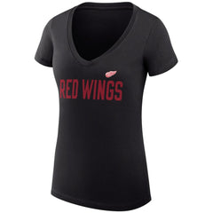 NHL Detroit Red Wings G-III 4Her by Carl Banks Women's Super-Slim Fit Lightweight Dot Print Team V-Neck T-Shirt - Black