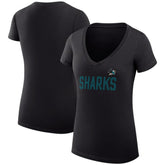 NHL San Jose Sharks G-III 4Her by Carl Banks Women's Super-Slim Fit Lightweight Dot Print Team V-Neck T-Shirt - Black