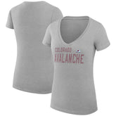 NHL Colorado Avalanche G-III 4Her by Carl Banks Women's Super-Slim Fit Lightweight Dot Print Team V-Neck T-Shirt - Heather Gray