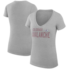 NHL Colorado Avalanche G-III 4Her by Carl Banks Women's Super-Slim Fit Lightweight Dot Print Team V-Neck T-Shirt - Heather Gray