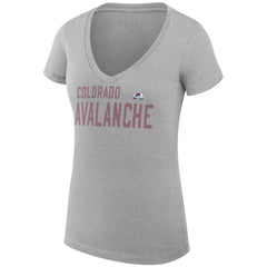 NHL Colorado Avalanche G-III 4Her by Carl Banks Women's Super-Slim Fit Lightweight Dot Print Team V-Neck T-Shirt - Heather Gray