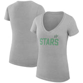 NHL Dallas Stars G-III 4Her by Carl Banks Women's Super-Slim Fit Lightweight Dot Print Team V-Neck T-Shirt - Heather Gray
