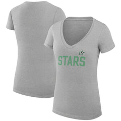 NHL Dallas Stars G-III 4Her by Carl Banks Women's Super-Slim Fit Lightweight Dot Print Team V-Neck T-Shirt - Heather Gray
