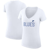 NHL St. Louis Blues G-III 4Her by Carl Banks Women's Super-Slim Fit Lightweight Dot Print Team V-Neck T-Shirt - White