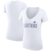NHL Tampa Bay Lightning G-III 4Her by Carl Banks Women's Super-Slim Fit Lightweight Dot Print Team V-Neck T-Shirt - White