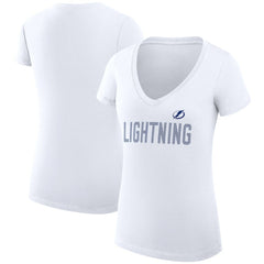 NHL Tampa Bay Lightning G-III 4Her by Carl Banks Women's Super-Slim Fit Lightweight Dot Print Team V-Neck T-Shirt - White