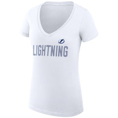 NHL Tampa Bay Lightning G-III 4Her by Carl Banks Women's Super-Slim Fit Lightweight Dot Print Team V-Neck T-Shirt - White