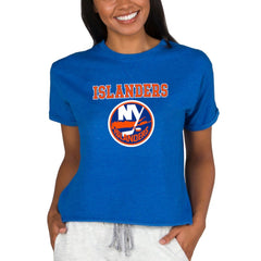 NHL New York Islanders Concepts Sport Women's Tri-Blend Mainstream Terry Short Sleeve Sweatshirt Top - Royal