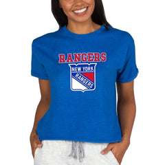 NHL New York Rangers Concepts Sport Women's Tri-Blend Mainstream Terry Short Sleeve Sweatshirt Top - Royal