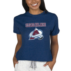 NHL Colorado Avalanche Concepts Sport Women's Tri-Blend Mainstream Terry Short Sleeve Sweatshirt Top - Navy