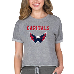 NHL Washington Capitals Concepts Sport Women's Tri-Blend Mainstream Terry Short Sleeve Sweatshirt Top - Heather Gray