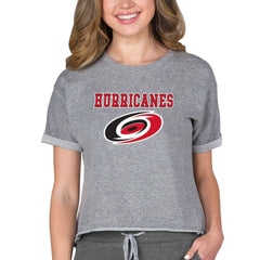 NHL Carolina Hurricanes Concepts Sport Women's Tri-Blend Mainstream Terry Short Sleeve Sweatshirt Top - Heather Gray