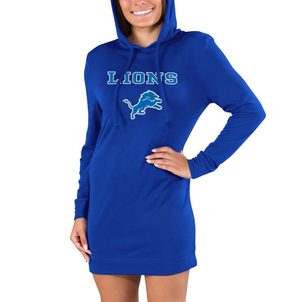 Detroit Lions Concepts Sport Women's Gather Long Sleeve Hoodie Nightshirt Blue