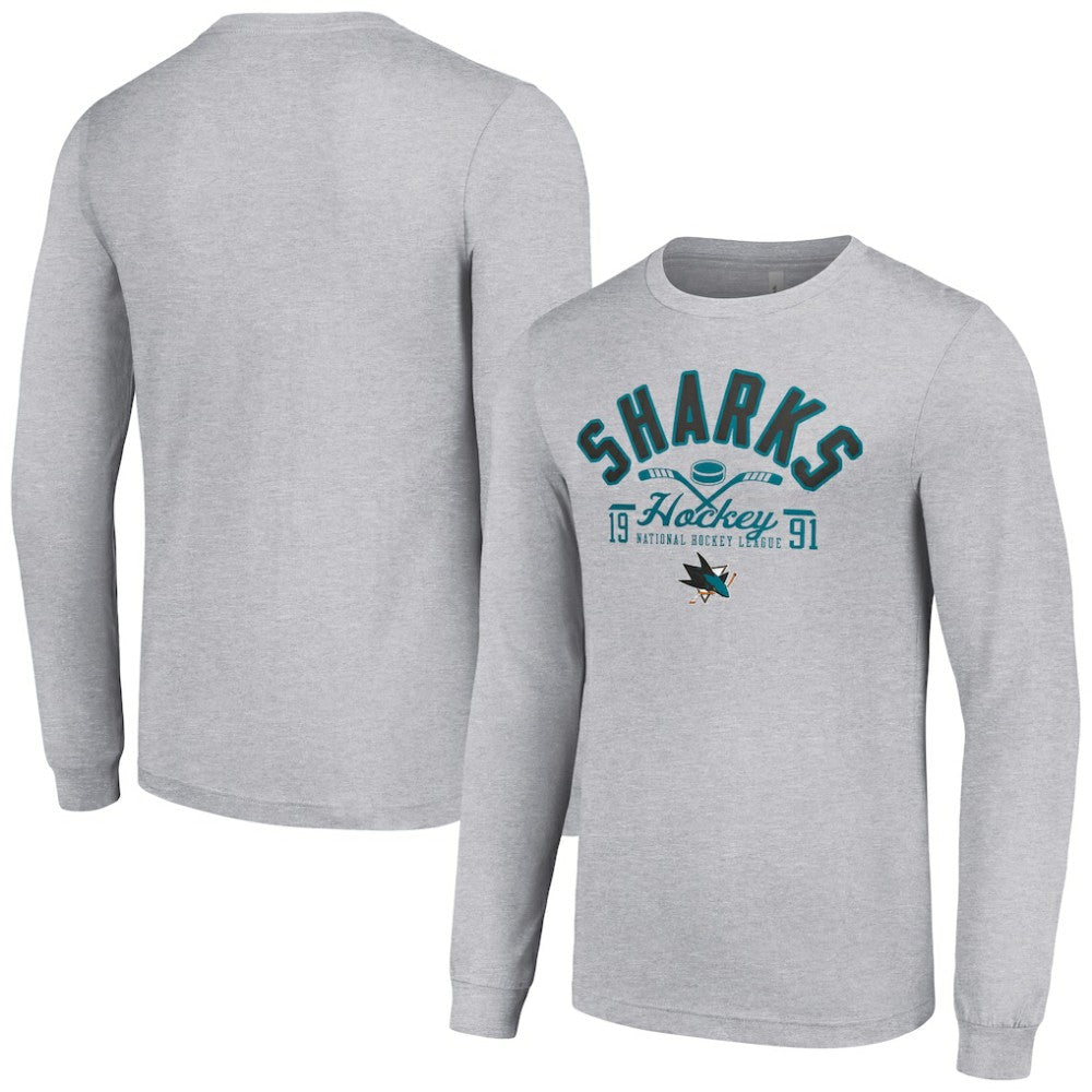 NHL San Jose Sharks Starter Puck Long Sleeve T-Shirt - Heather Gray