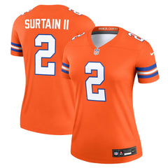 Patrick Surtain II Denver Broncos Women's Alternate Legend Player Performance Top Mile High Collection 1977 Throwback Orange