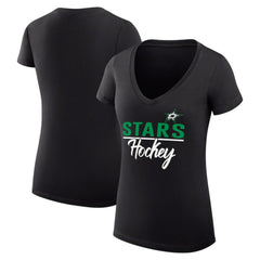 NHL Dallas Stars G-III 4Her by Carl Banks Women's Super-Slim Fit Lightweight Graphic V-Neck T-Shirt - Black