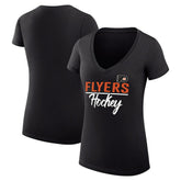 NHL Philadelphia Flyers G-III 4Her by Carl Banks Women's Super-Slim Fit Lightweight Graphic V-Neck T-Shirt - Black