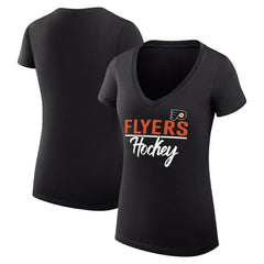 NHL Philadelphia Flyers G-III 4Her by Carl Banks Women's Super-Slim Fit Lightweight Graphic V-Neck T-Shirt - Black