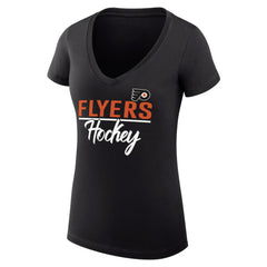 NHL Philadelphia Flyers G-III 4Her by Carl Banks Women's Super-Slim Fit Lightweight Graphic V-Neck T-Shirt - Black