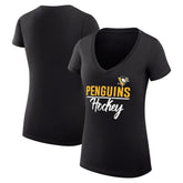 NHL Pittsburgh Penguins G-III 4Her by Carl Banks Women's Super-Slim Fit Lightweight Graphic V-Neck T-Shirt - Black