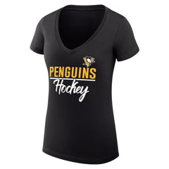NHL Pittsburgh Penguins G-III 4Her by Carl Banks Women's Super-Slim Fit Lightweight Graphic V-Neck T-Shirt - Black