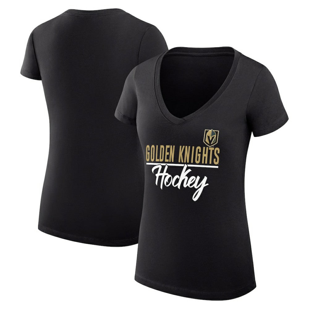 NHL Vegas Golden Knights G-III 4Her by Carl Banks Women's Super-Slim Fit Lightweight Graphic V-Neck T-Shirt - Black