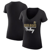 NHL Vegas Golden Knights G-III 4Her by Carl Banks Women's Super-Slim Fit Lightweight Graphic V-Neck T-Shirt - Black