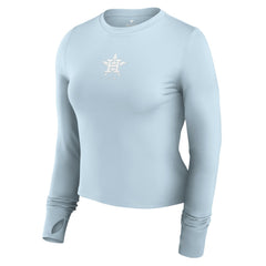 Houston Astros Fanatics Women's Studio Fitted Long Sleeve Gym Top - Light Blue Tops