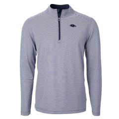 Baltimore Ravens Cutter & Buck Virtue Eco Pique Micro Stripe Recycled Quarter-Zip Pullover Top Navy/White