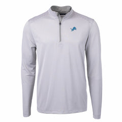 Detroit Lions Cutter & Buck Virtue Eco Pique Micro Stripe Recycled Quarter-Zip Pullover Top Gray/White