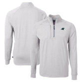 Carolina Panthers Cutter & Buck Adapt Eco Knit Quarter-Zip Pullover Top Heather Gray