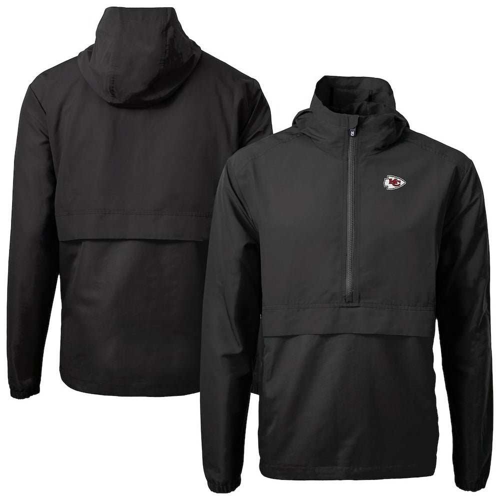Kansas City Chiefs Cutter & Buck Charter Eco Recycled Anorak Half-Zip Jacket Black